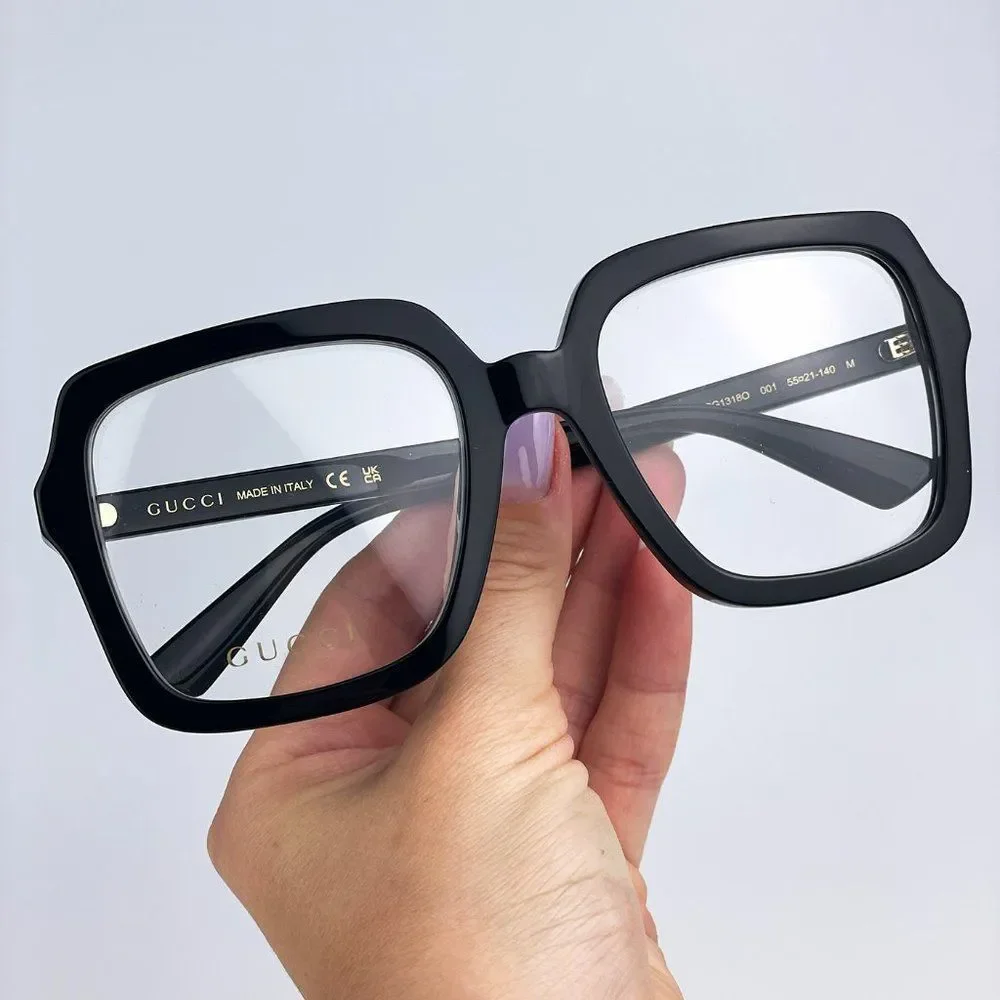 Gucci GG1318O 001 BRAND NEW Eyeglasses Black Square Women